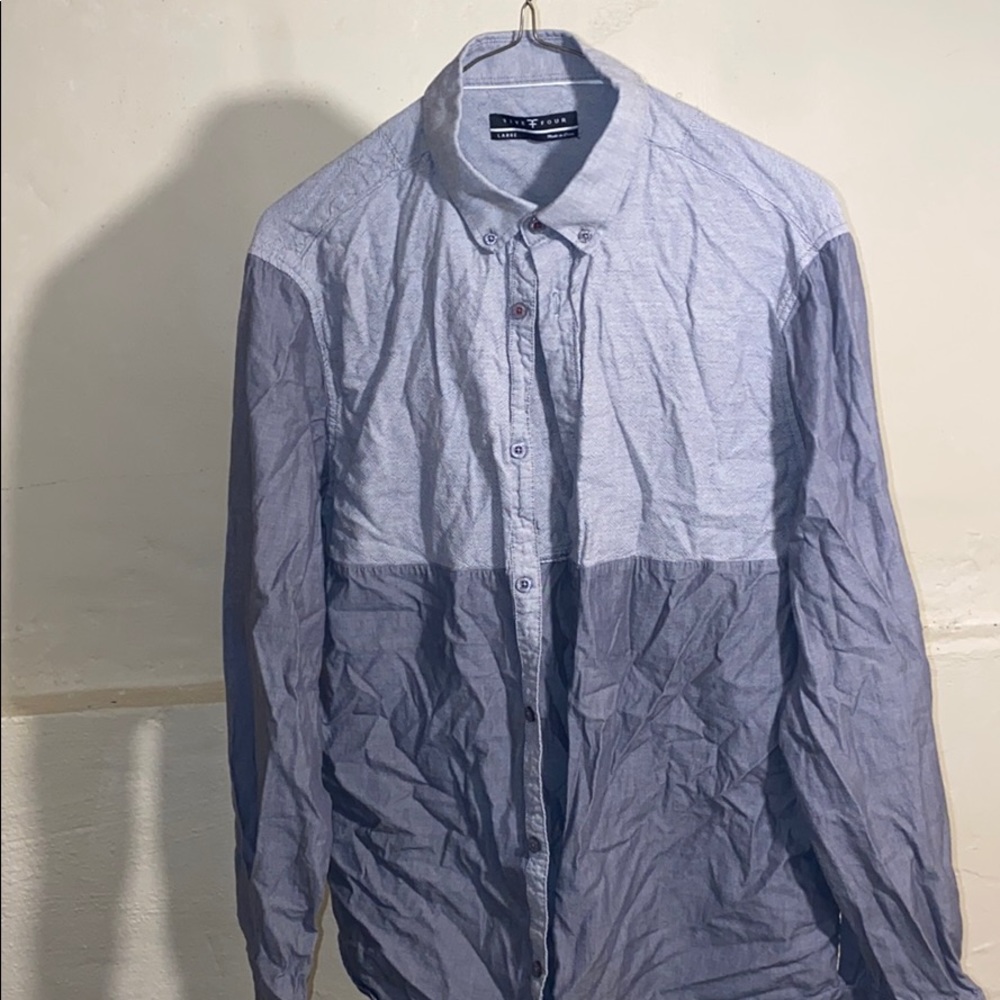 Two tone gray long sleeve button down